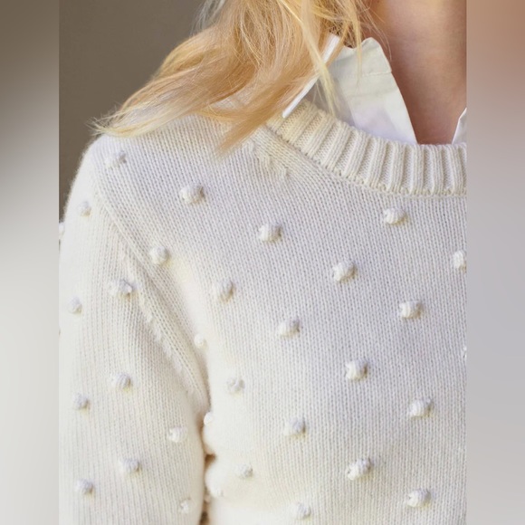 White + Warren - Sustainable Cotton Bobble Stitch Sweater in White - Picture 9 of 9